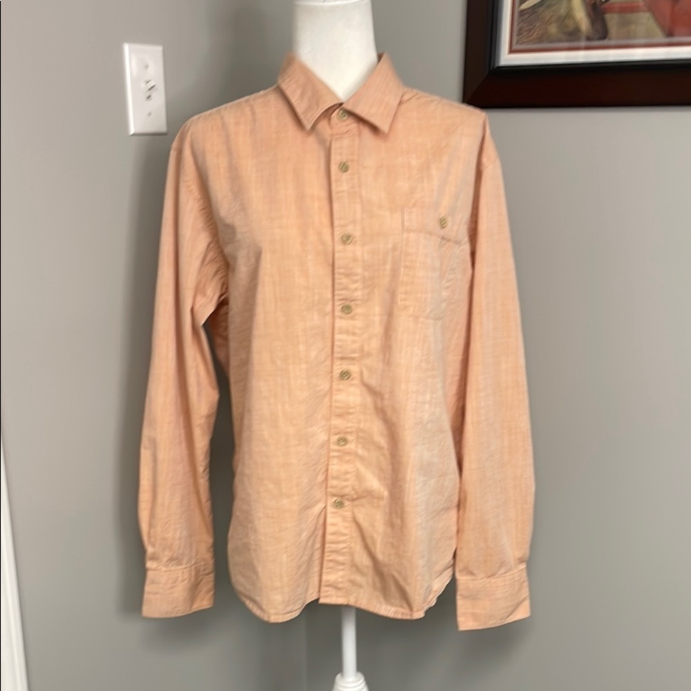 COVA Orange Peach Long Sleeve Men's Shirt Lightweight Size Large